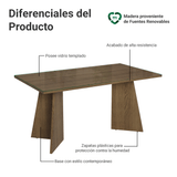 Mesa de Comedor Rectangular con Tapa de Vidrio 5389 Marrón