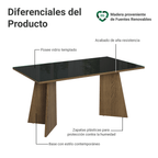 Mesa de Comedor Rectangular Tapa de Vidrio Sobrepuesto 160 cm Marrón/Negro Madesa