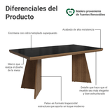 Mesa de Comedor Rectangular Tapa con Borde Biselado y Vidrio Sobrepuesto Marrón/Negro 5389 Madesa