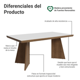 Mesa de Comedor Rectangular Tapa con Borde Biselado Marrón/Blanco 5389 Madesa