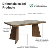 Mesa de Comedor Rectangular Tapa con Borde Biselado y Vidrio Sobrepuesto Marrón/Crema 5389 Madesa
