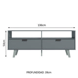 Rack para TV hasta 55 pulgadas 2 Puertas Oslo Gris