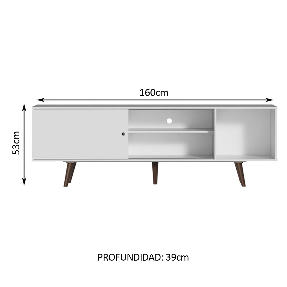 Rack para TV hasta 65 pulgadas con Patas Dubai Blanco/Marrón