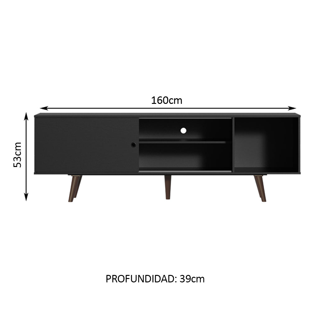 Rack para TV hasta 65 Pulgadas 160 cm con Patas Dubai Negro/Marrón Madesa