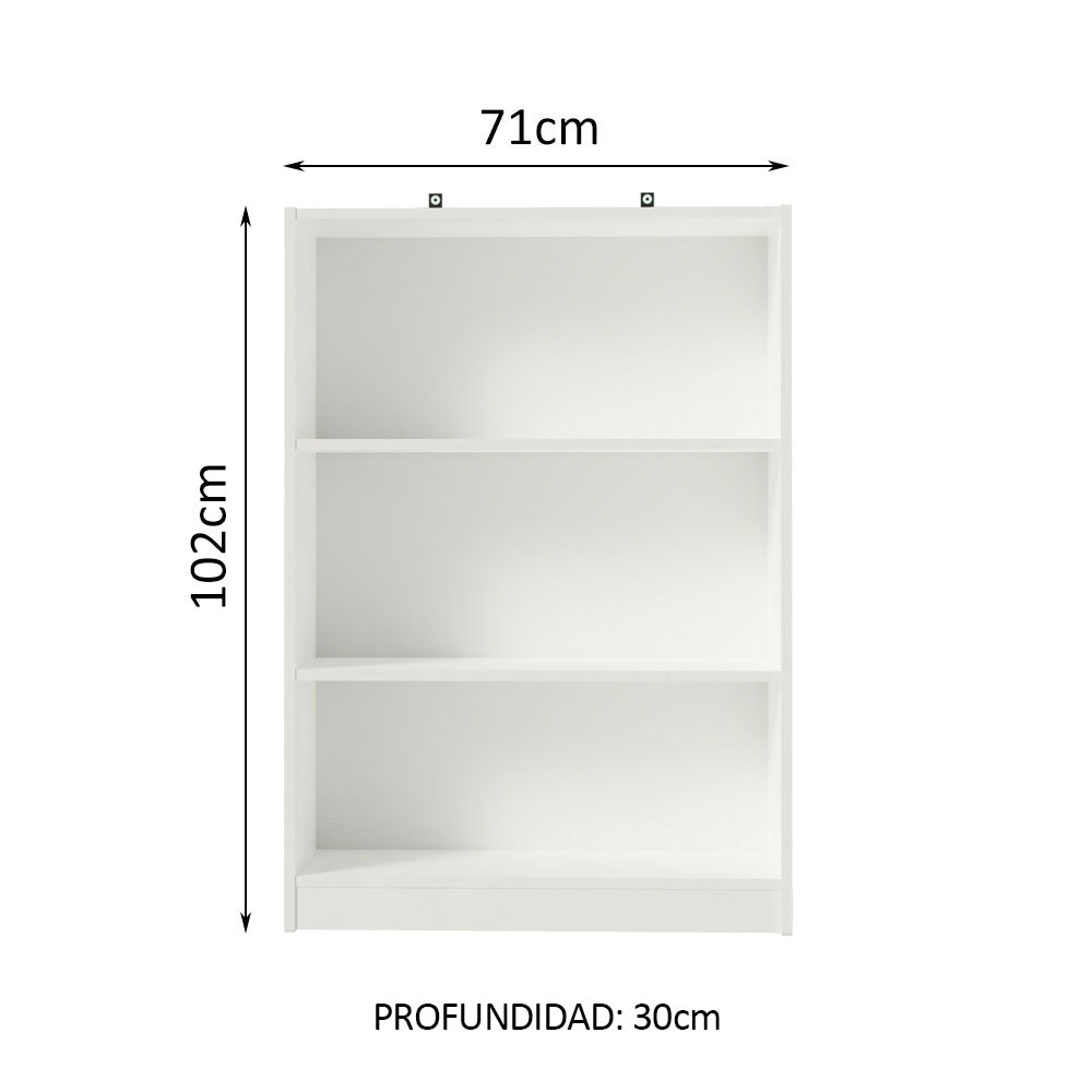 Biblioteca 6907 con 3 Nichos Blanco