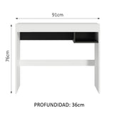 Escritorio Rubi con Tapa de Madera y 1 Nicho Blanco/Negro