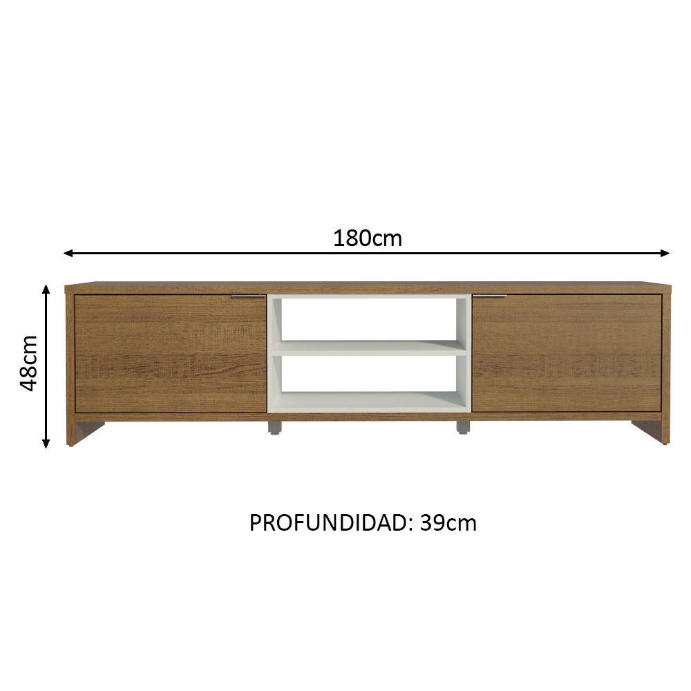 Rack para TV hasta 80 pulgadas 180 cm 2 Puertas Linz Marrón/Blanco
