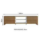 Rack para TV hasta 80 pulgadas 180 cm 2 Puertas Linz Marrón/Blanco