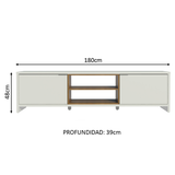 Rack para TV hasta 80 pulgadas 180 cm 2 Puertas Linz Blanco/Marrón