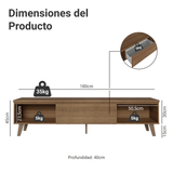 Rack para TV hasta 75 Pulgadas 180 cm 2 Puertas 1 Cajón Marrón Dune Madesa