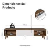 Rack para TV hasta 75 Pulgadas 180 cm 2 Puertas 1 Cajón Marrón/Blanco Dune Madesa