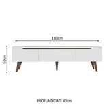 Rack para TV hasta 80 pulgadas 180 cm 2 Puertas 1 Cajón Doha Blanco/Marrón