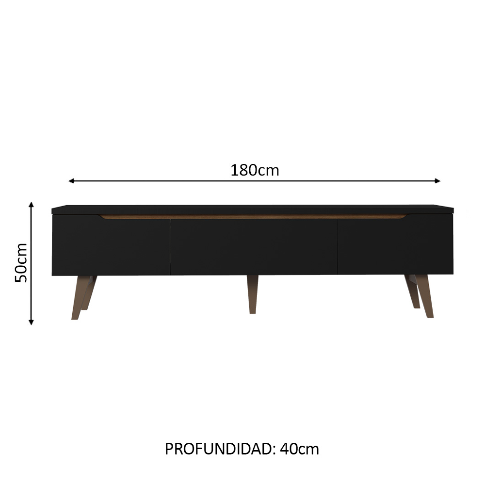 Rack para TV hasta 80 pulgadas 180 cm 2 Puertas 1 Cajón Doha Negro/Marrón