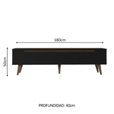 Rack para TV hasta 80 pulgadas 180 cm 2 Puertas 1 Cajón Doha Negro/Marrón