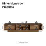 Rack Flotante para TV hasta 80 Pulgadas 218 cm 2 Puertas Marrón/Negro Agata Madesa