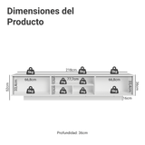 Rack Flotante para TV hasta 80 Pulgadas 218 cm 2 Puertas Blanco/Marrón Stella Madesa
