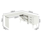 Escritorio Esquinero 302 cm 3 Cajones Blanco Madesa