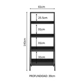 Mueble Biblioteca Librero con 4 Niveles Negro