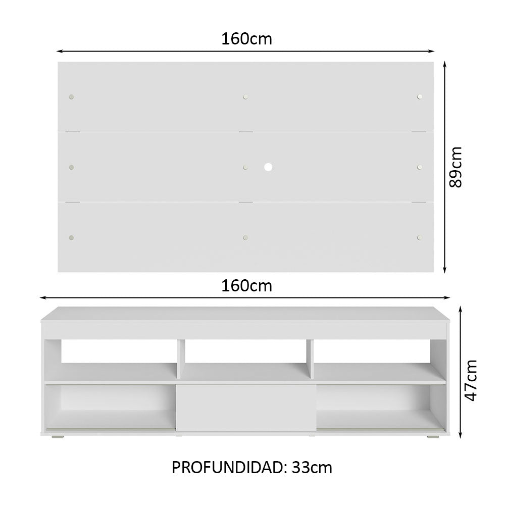 Rack para TV y Panel Hasta 65 Blanco Orlando