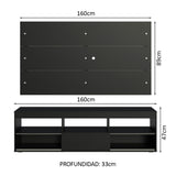 Rack con Panel para TV hasta 65 Pulgadas Negro Orlando Madesa