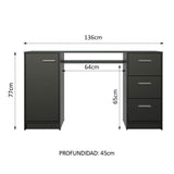 Escritorio para PC Alaska 3 Cajones 1 Puerta Negro