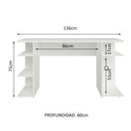 Escritorio Gamer 136 cm Blanco Madesa
