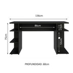 Escritorio Gamer 136 cm Negro Madesa