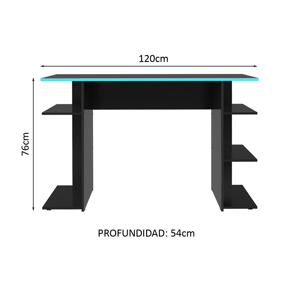 Escritorio Gamer 120 cm Negro/Azul Madesa