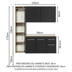Cocina Compacta 120 cm 4 Puertas y 2 Cajónes Marrón/Negro Easy Madesa