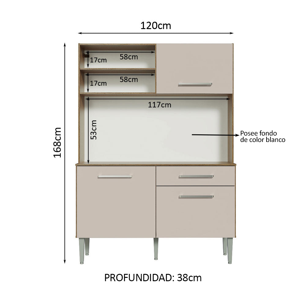 Cocina Compacta 120cm Marrón/Crema Life