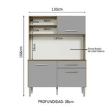 Combo completo de Cocina 120cm Marrón/Gris Life