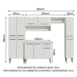 Combo Completo de Cocina 261cm Blanco Emilly Hit Madesa