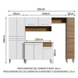 Combo completo de Cocina Emilly Hit 261cm Marrón/Blanco
