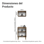 Kit Alacena y Bajo Mesada 60 cm 3 Puertas Marrón/Negro Lille Madesa
