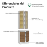 Kit Bajo Mesada + Cristalero 60 cm Smart 100% MDF Blanco/Marrón/Crema