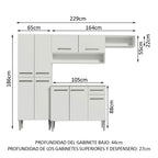 Combo completo de Cocina 229 cm Blanco Emilly Madesa