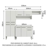 Combo completo de Cocina 229 cm 1 Cajón 9 Puertas Emilly Blanco