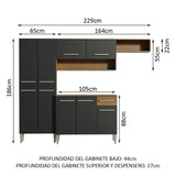 Cocina Compacta 229 cm Emilly Top Marrón/Negro