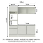 Cocina Compacta 180 cm 5 Puertas y 2 Cajónes Blanco Topazio Madesa