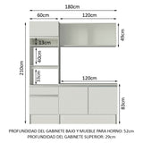 Cocina Compacta 180cm Blanco Topazio 86
