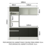 Cocina Compacta 180 cm Blanco/Negro Topazio Madesa 86