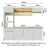 Cocina Diamante Compacta, 240 cm, Blanco