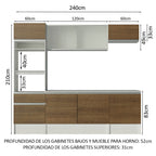 Combo completo de Cocina 240 cm Blanco/Marrón Topazio Madesa