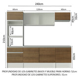 Combo completo de Cocina 240cm Blanco/Marrón Topazio