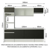 Combo Completo de Cocina 240 cm Blanco/Negro Topazio Madesa