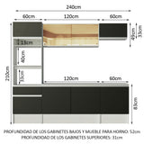 Combo Completo de Cocina 240 cm Blanco/Negro Diamante Madesa