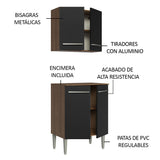 Kit Bajo Mesada con Armario 64 cm Emilly Marrón/Negro