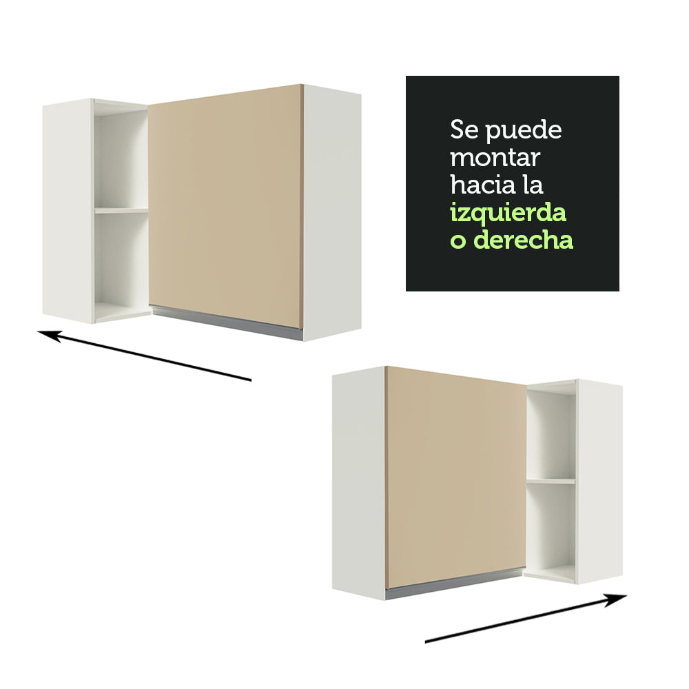 Alacena Cocina Esquinera 100% MDF con Porta Botellas Blanco/Crema Smart Madesa
