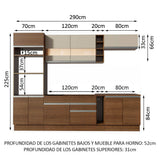 Combo Completo de Cocina 290cm Marrón/Crema Vicenza Madesa