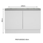 Bajo Mesada 120 x 60 cm 2 Puertas (Con Mesada) Blanco Glamy Madesa
